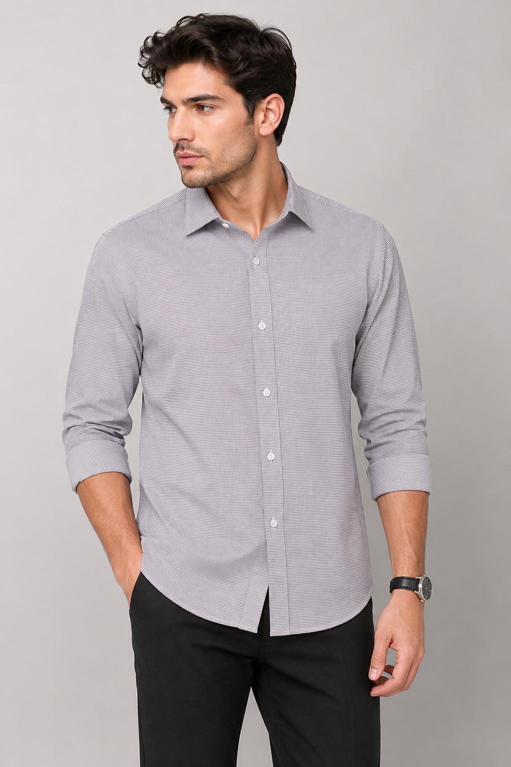 Men's Premium Micro Check Regular Fit Shirt