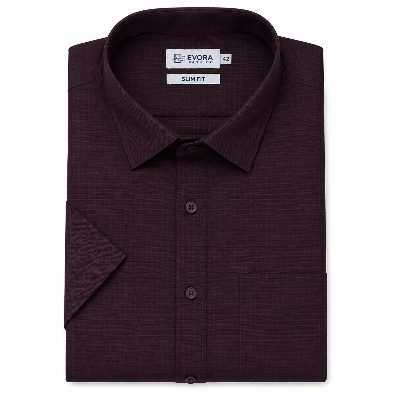 Evora Deep Wine Slim Fit Cotton Half Sleeve Shirt