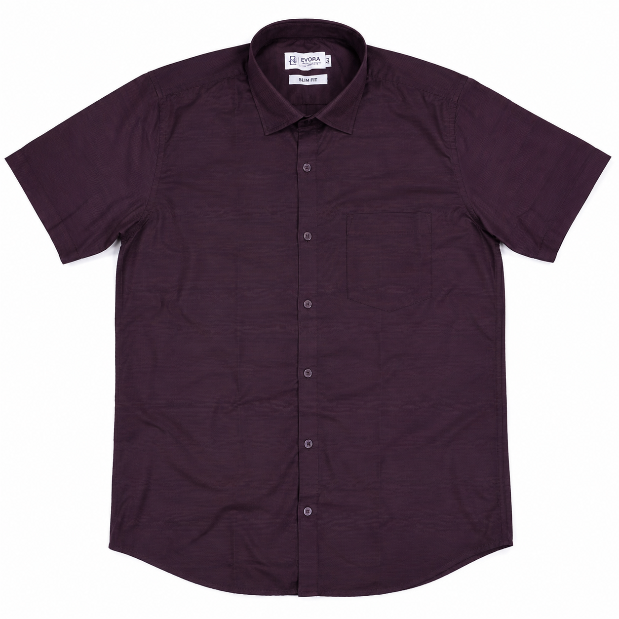 Evora Deep Wine Slim Fit Cotton Half Sleeve Shirt