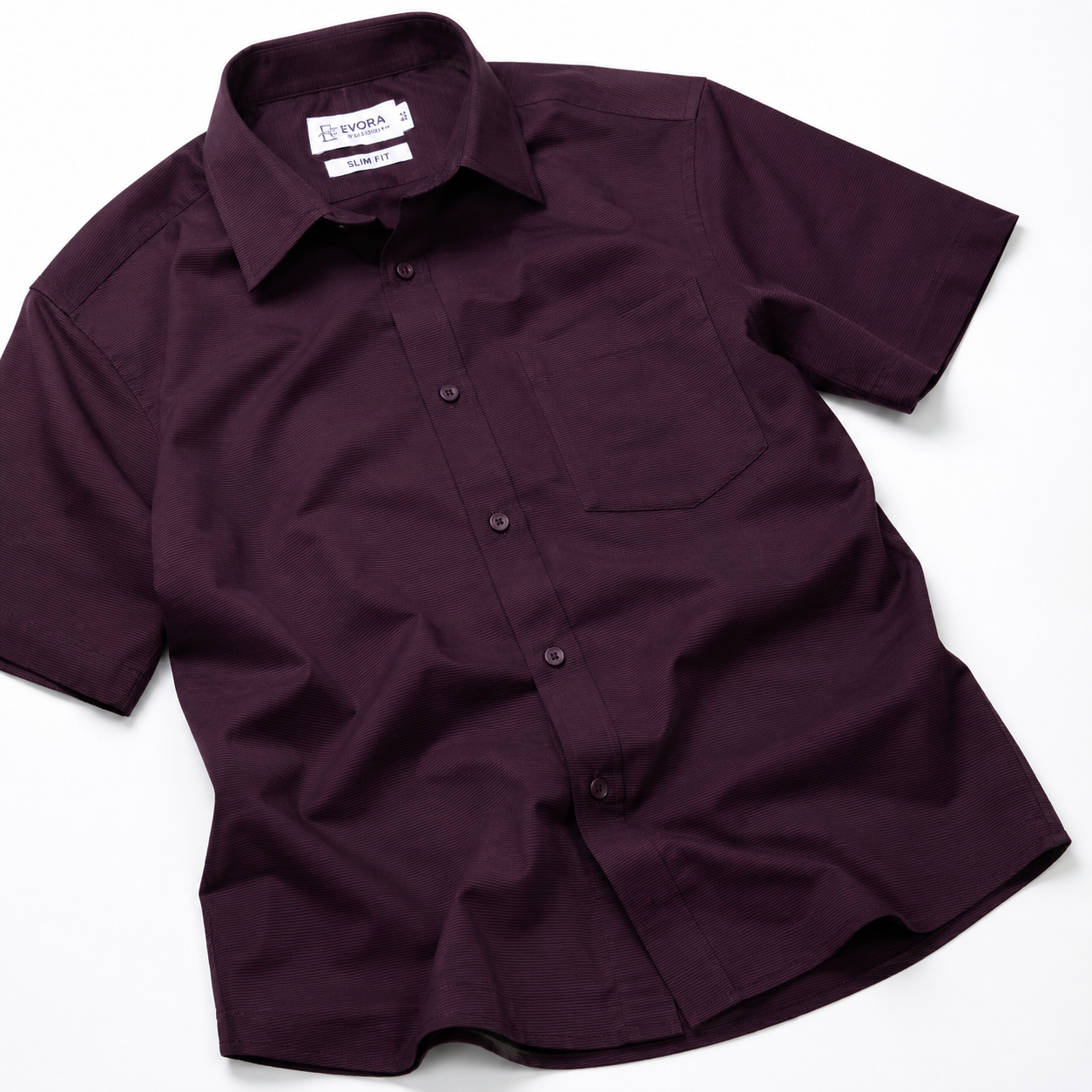 Evora Deep Wine Slim Fit Cotton Half Sleeve Shirt