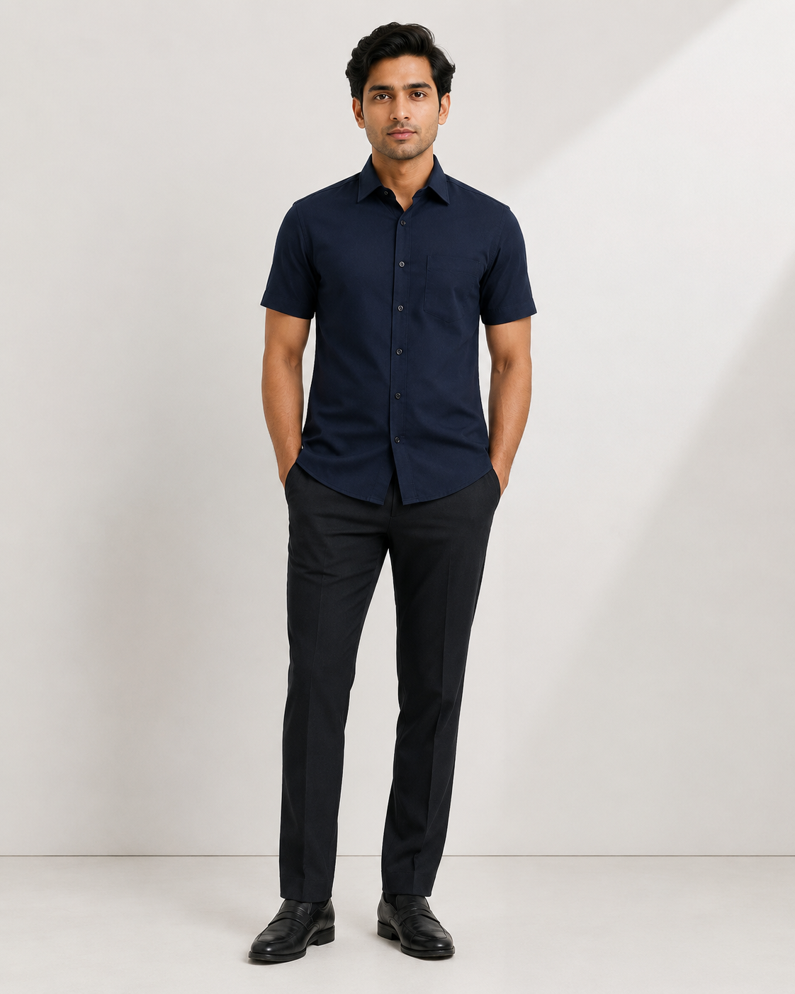 Evora Men's Midnight Navy Half Sleeve Shirt
