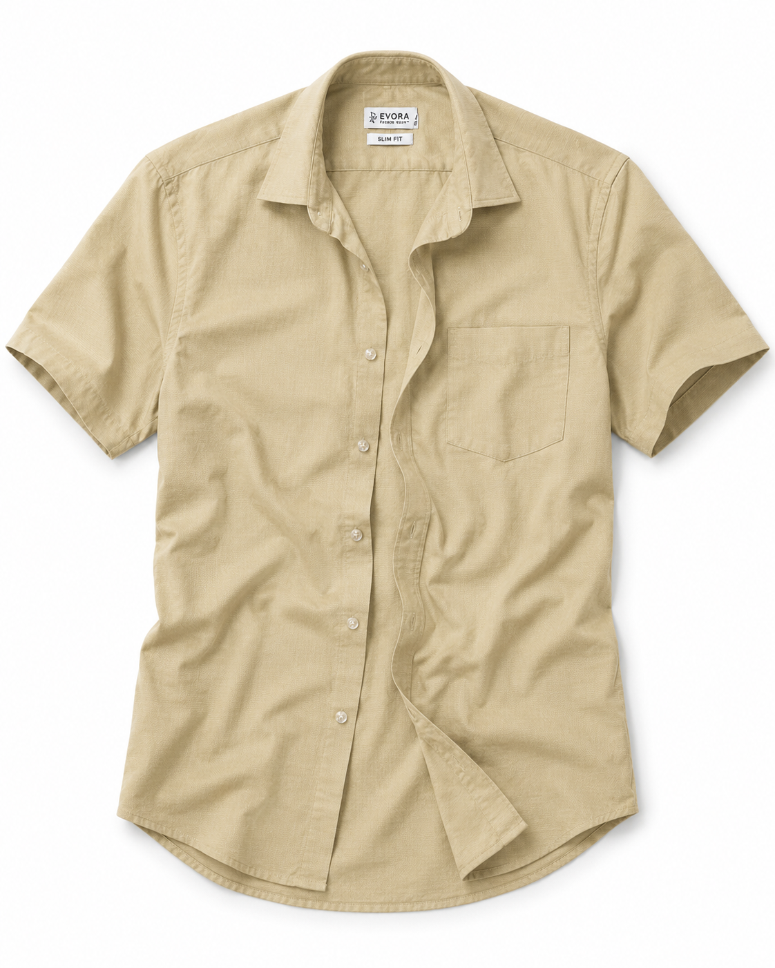 Evora Men's Golden Beige Half Sleeve Cotton Shirt
