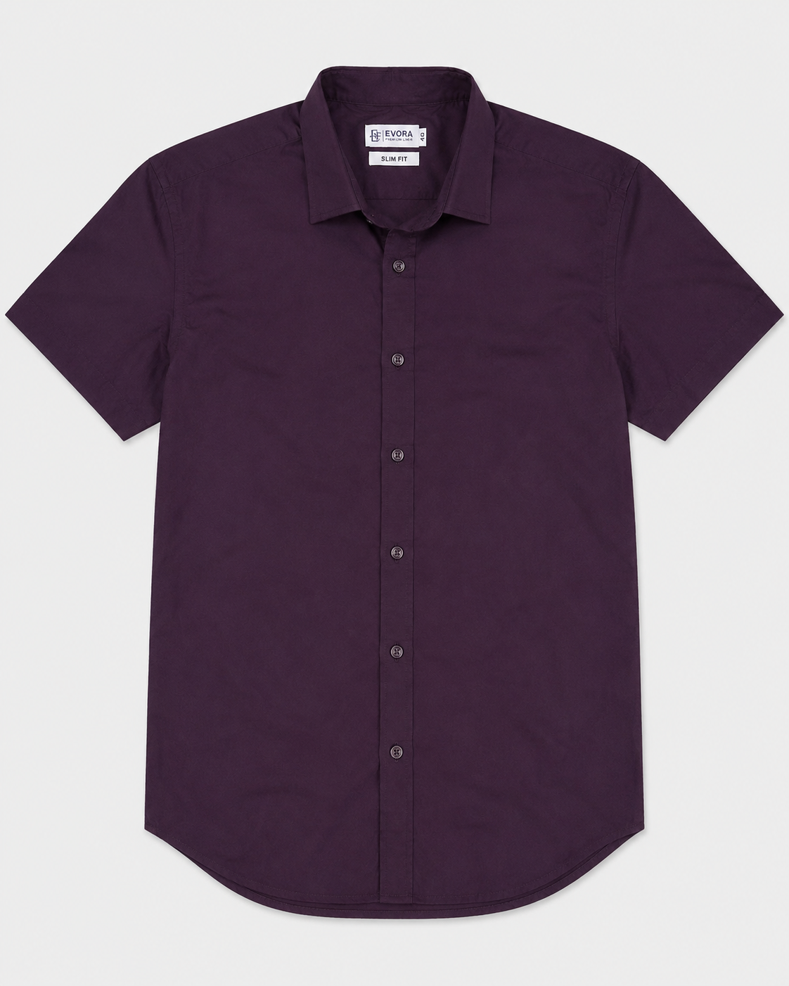 Evora Men's Deep Aubergine Half Sleeve Cotton Shirt