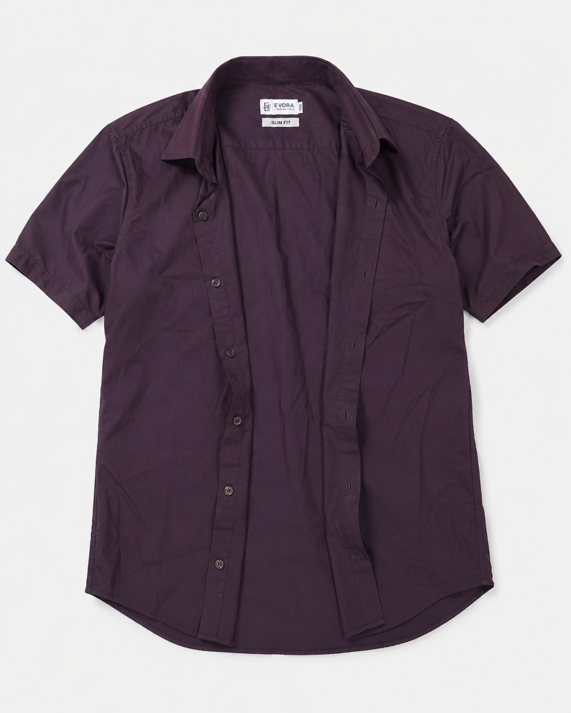 Evora Men's Deep Aubergine Half Sleeve Cotton Shirt