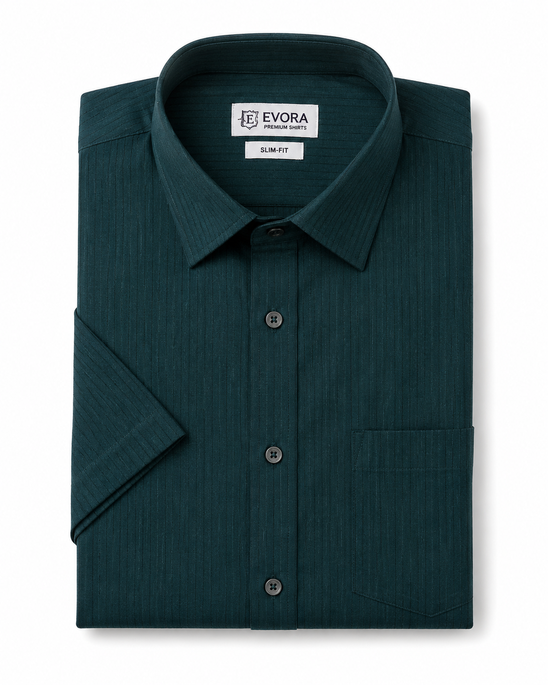 Evora Men's Deep Teal Textured Half Sleeve Cotton Shirt