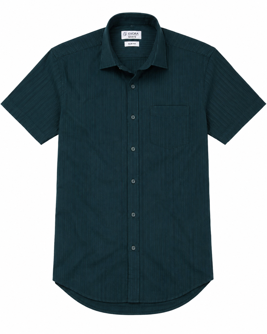 Evora Men's Deep Teal Textured Half Sleeve Cotton Shirt