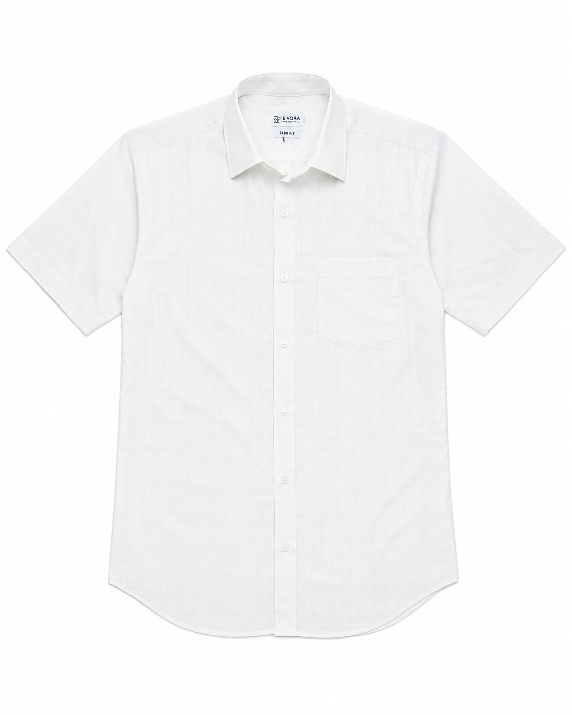 Evora Men's Soft White Vertical Stripe Half Sleeve Cotton Shirt