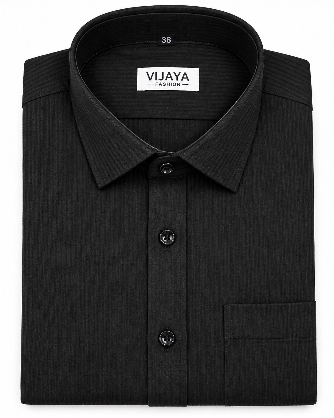 Vijaya Fashion Men's Cotton Slim Fit Full Sleeve Charcoal Black Textured Shirt