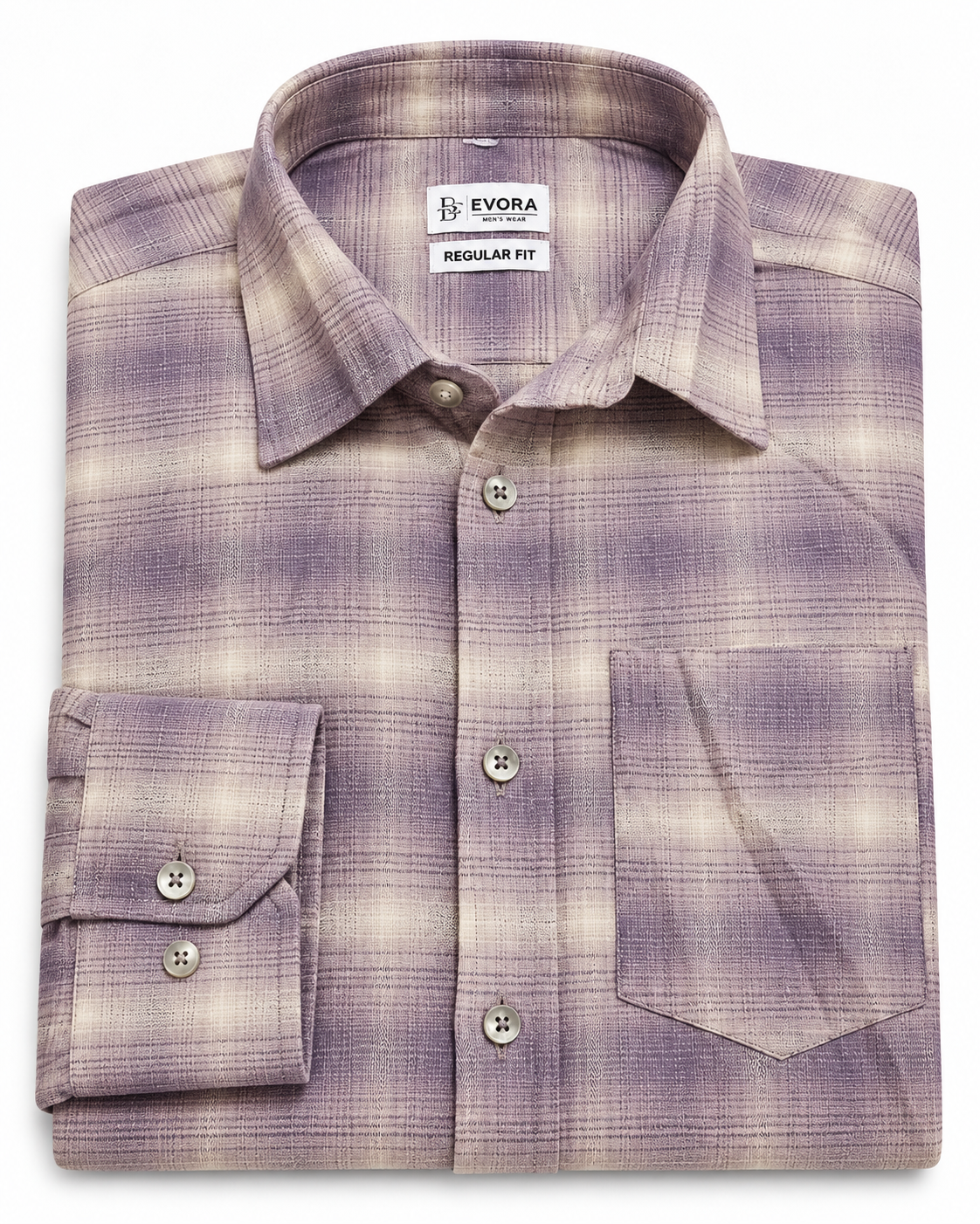 Dusty Mauve Purple Plaid Check Cotton Full Sleeve Regular Fit Shirt