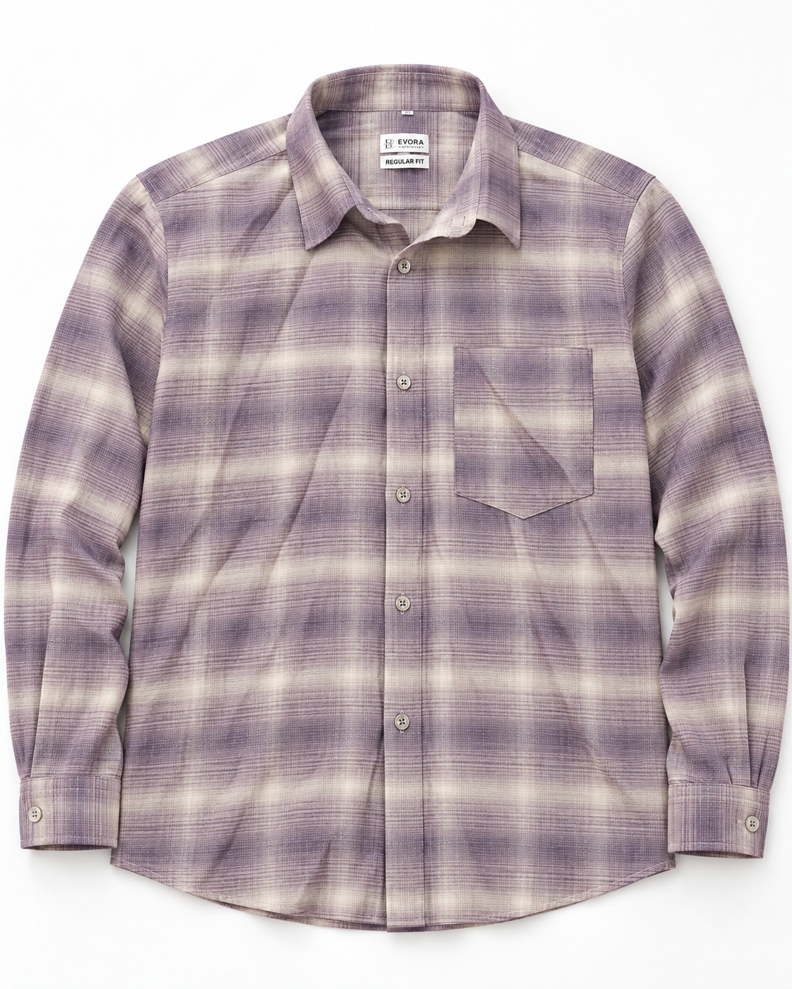 Dusty Mauve Purple Plaid Check Cotton Full Sleeve Regular Fit Shirt
