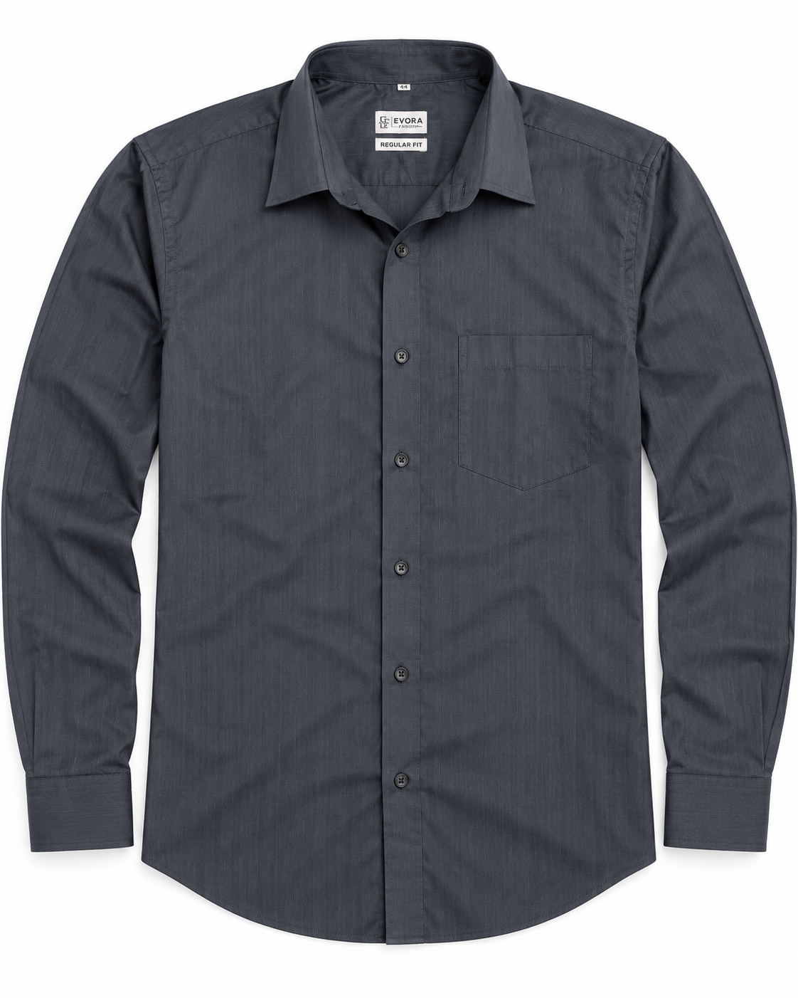 Charcoal Slate Gray Solid Cotton Full Sleeve Regular Fit Shirt