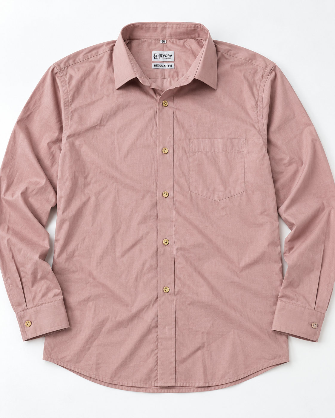 Dusty Rose Pink Solid Cotton Full Sleeve Regular Fit Shirt