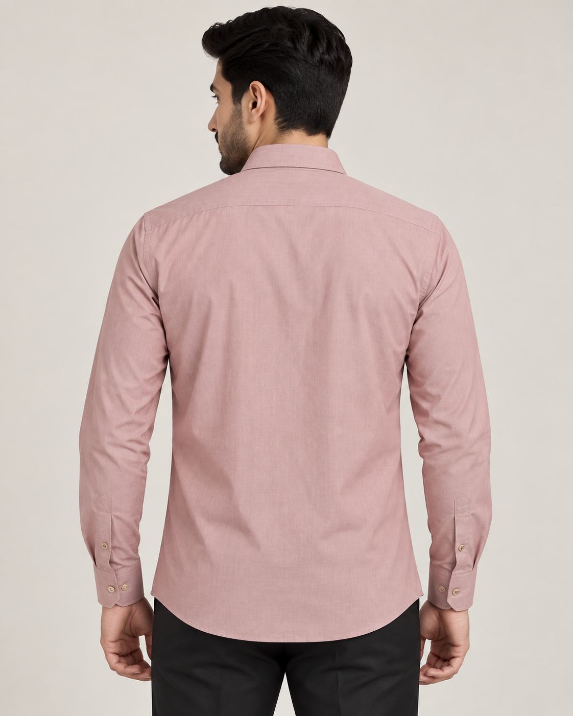 Dusty Rose Pink Solid Cotton Full Sleeve Regular Fit Shirt