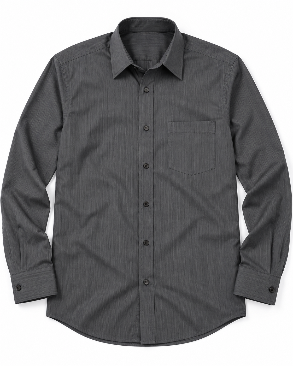 Graphite Charcoal Gray Textured Full Sleeve Regular Fit Shirt