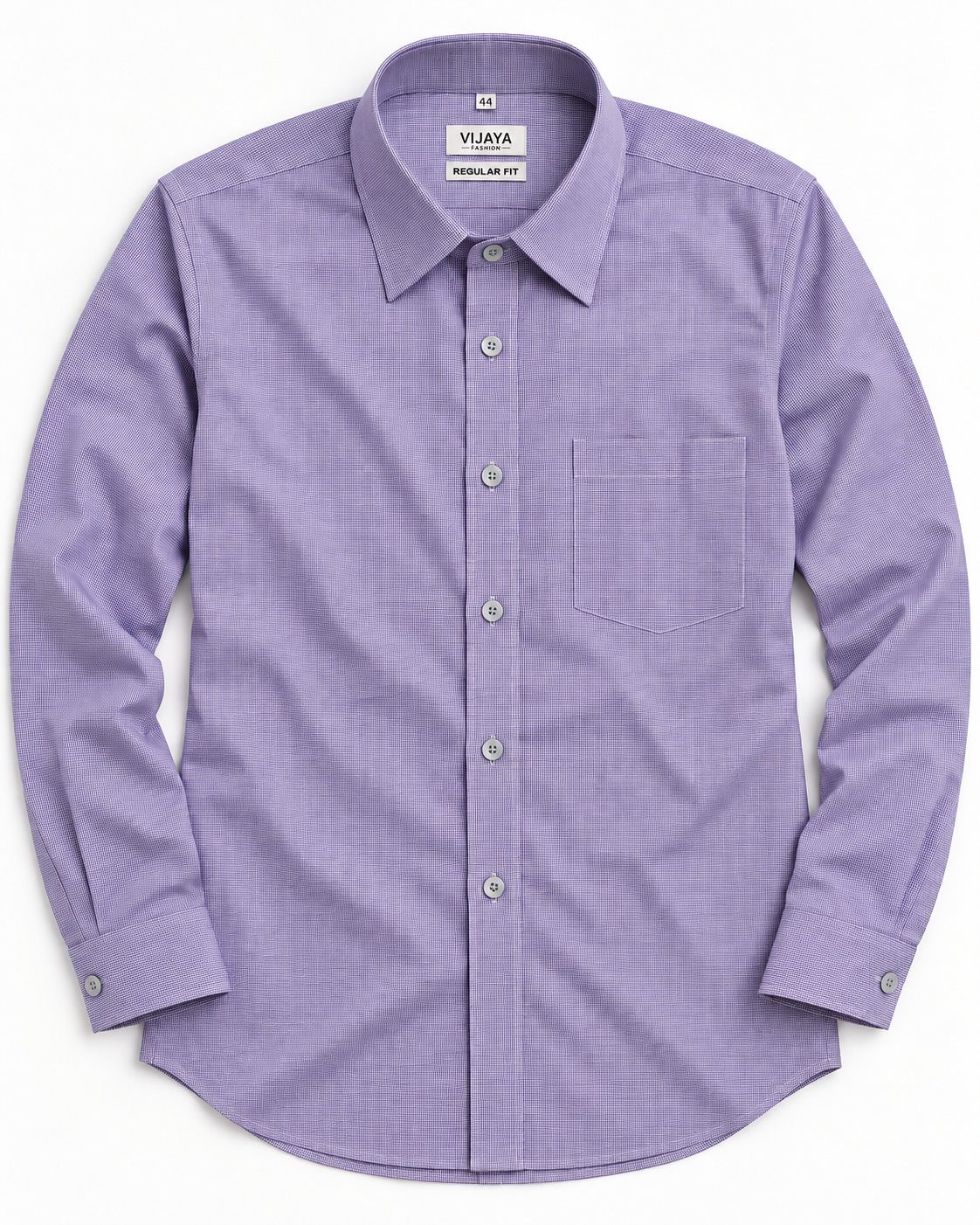 Soft Lavender Purple Micro Textured Polyester Blend Full Sleeve Regular Fit Shirt
