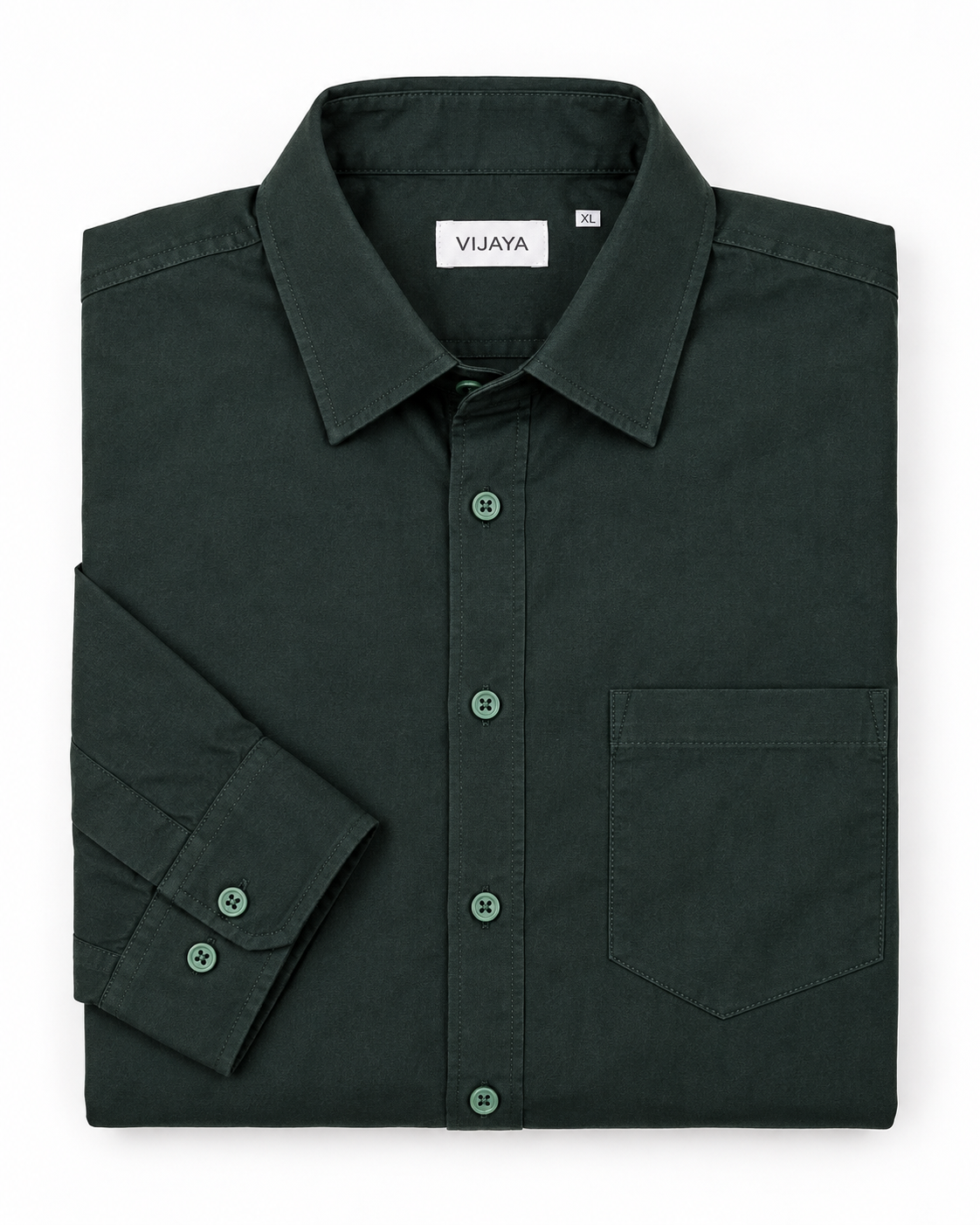 Deep Forest Green Solid Cotton Full Sleeve Slim Fit Shirt