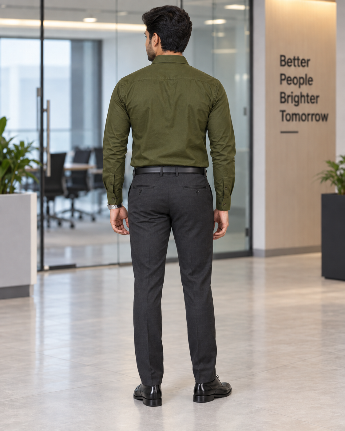 Military Olive Green Solid Cotton Full Sleeve Slim Fit Shirt