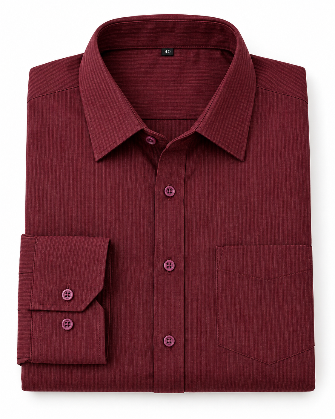Burgundy Wine Red Tonal Stripe Cotton Full Sleeve Slim Fit Shirt