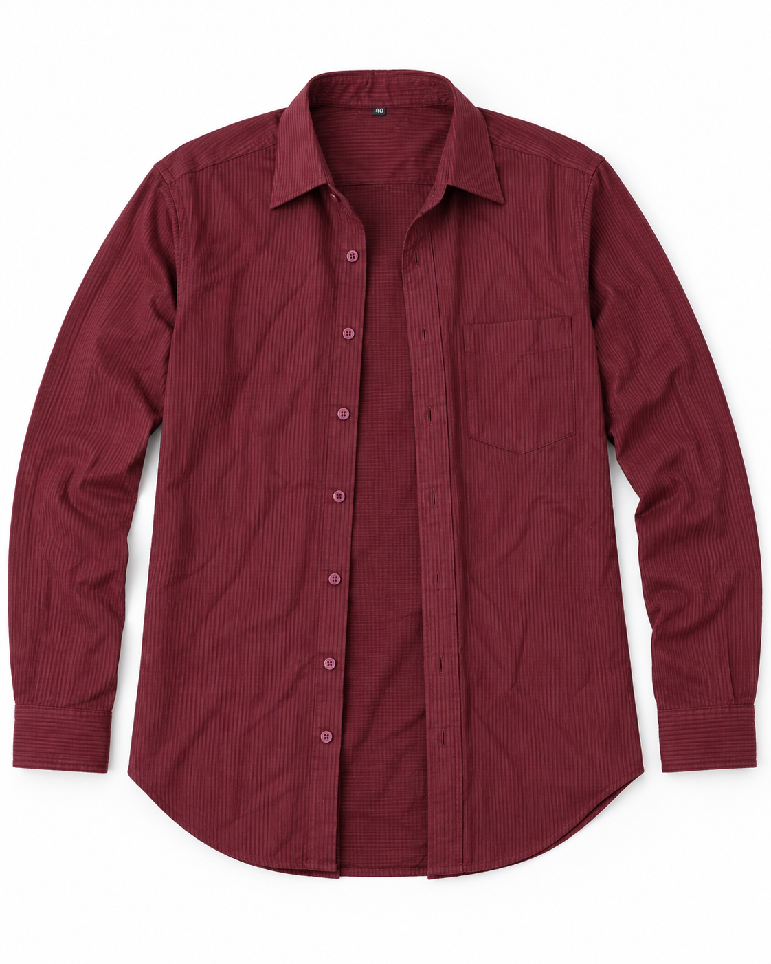 Burgundy Wine Red Tonal Stripe Cotton Full Sleeve Slim Fit Shirt