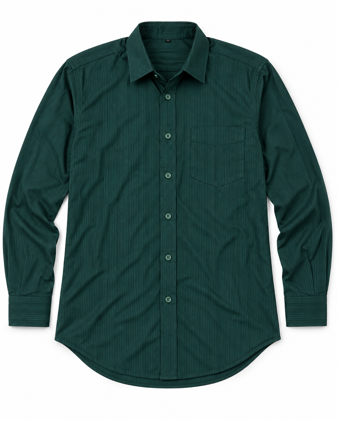 Deep Teal Green Tonal Stripe Cotton Full Sleeve Slim Fit Shirt