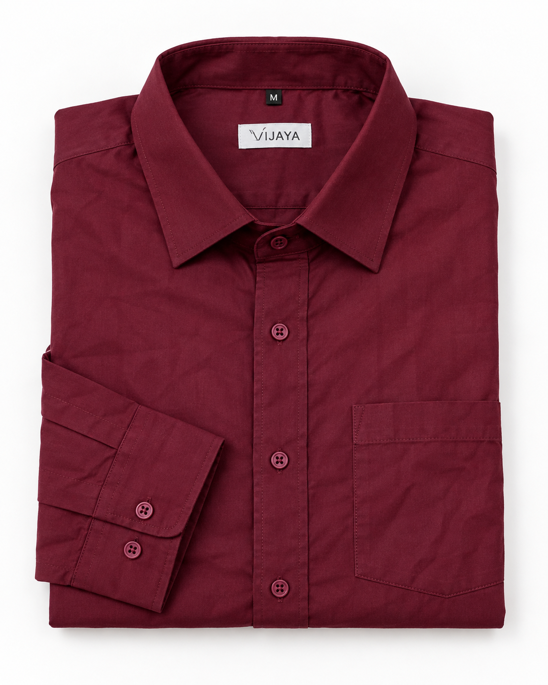 Burgundy Red Solid Cotton Full Sleeve Slim Fit Shirt