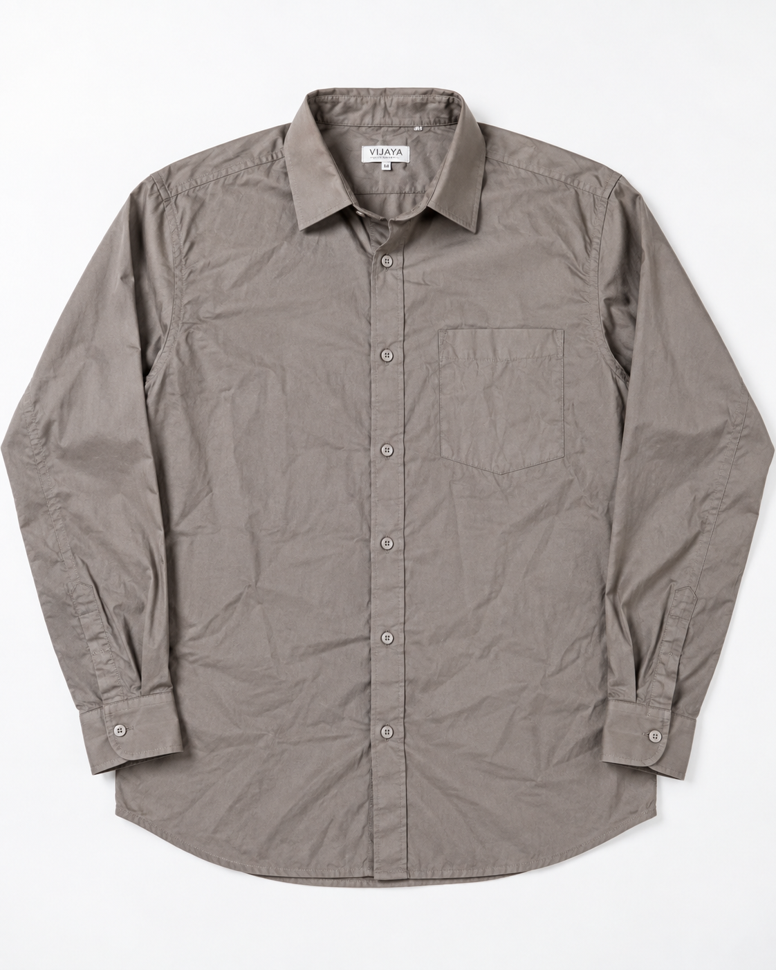 Warm Taupe Gray Solid Cotton Full Sleeve Slim Fit Shirt