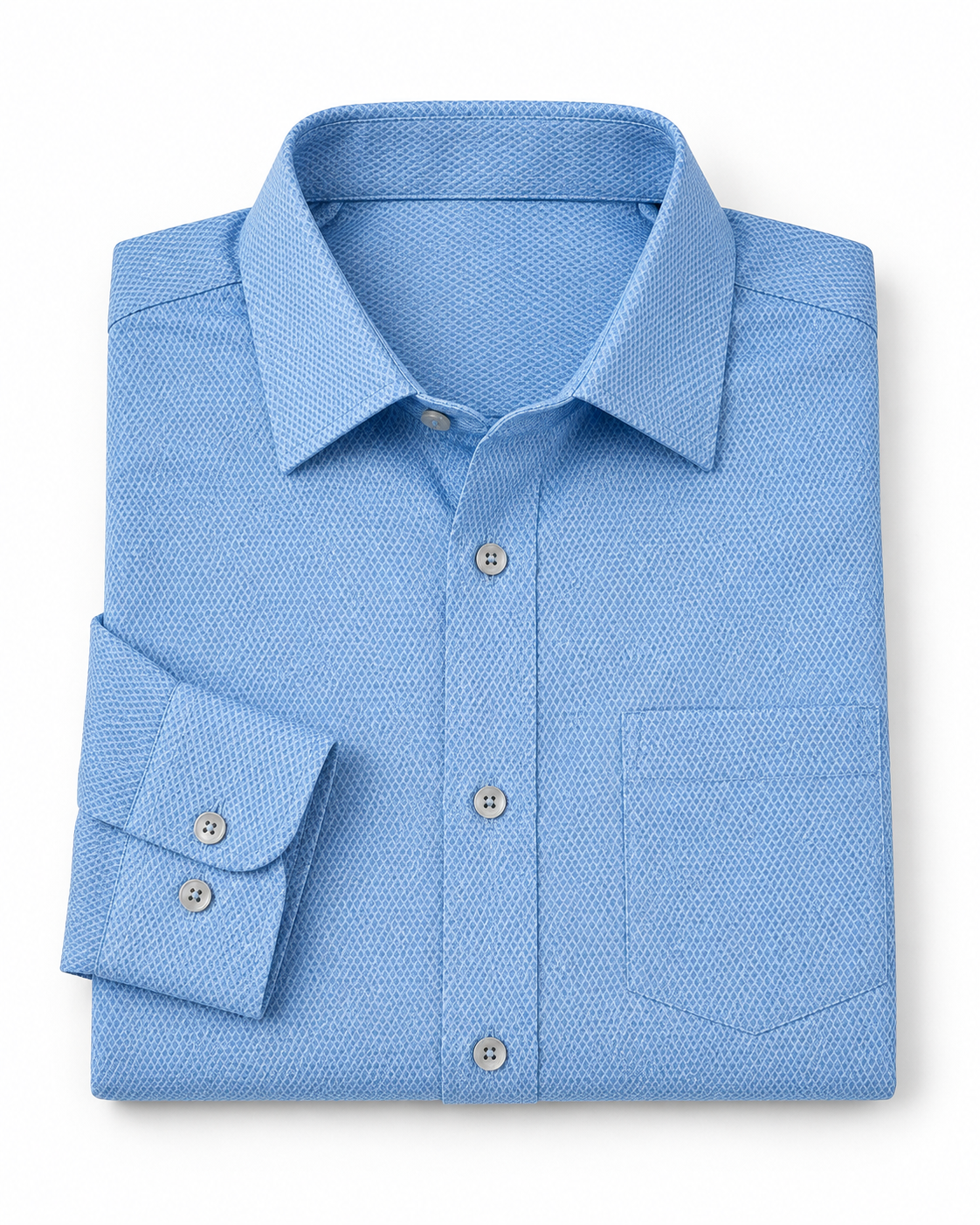 Cornflower Blue Micro Textured Cotton Full Sleeve Slim Fit Shirt
