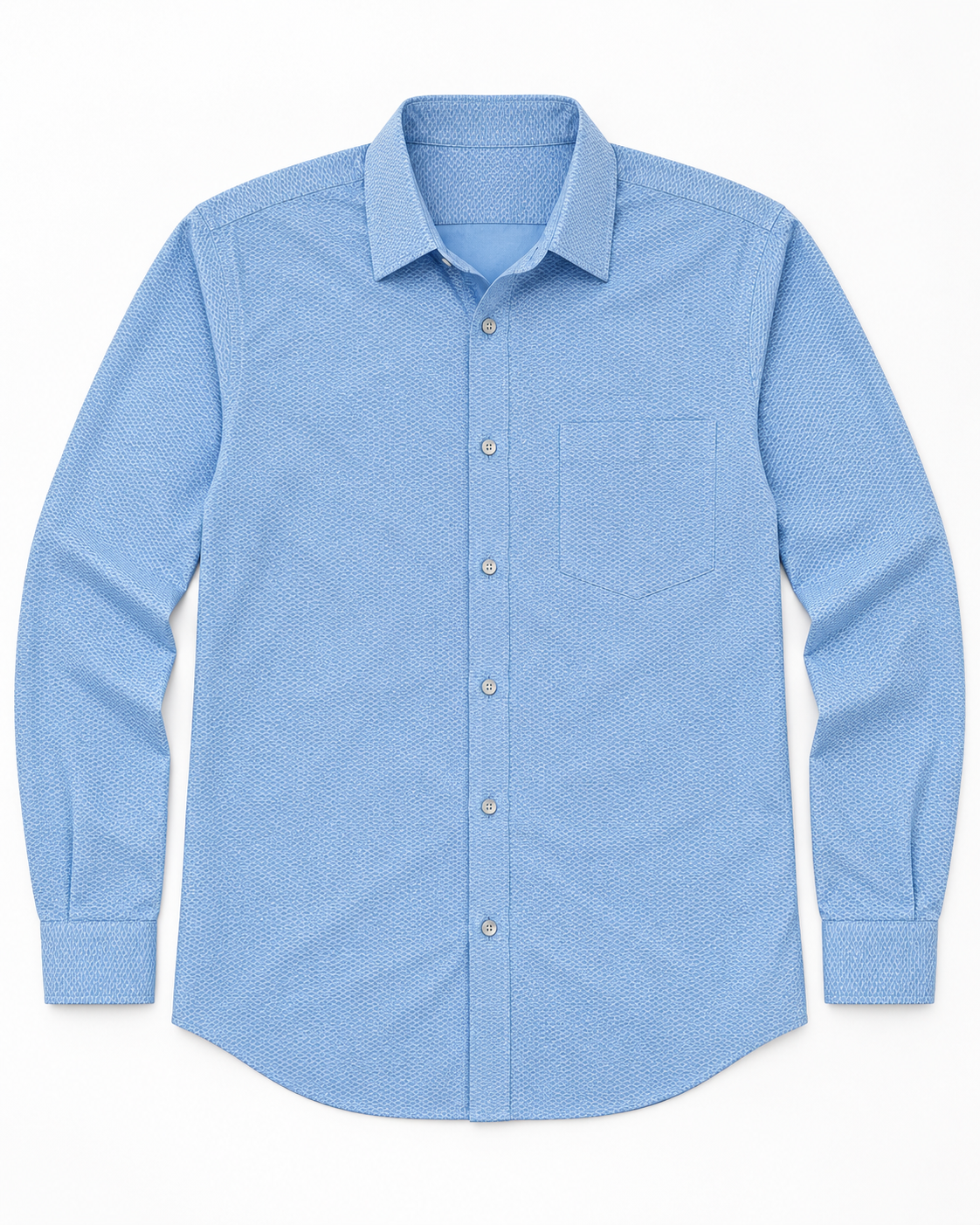 Cornflower Blue Micro Textured Cotton Full Sleeve Slim Fit Shirt