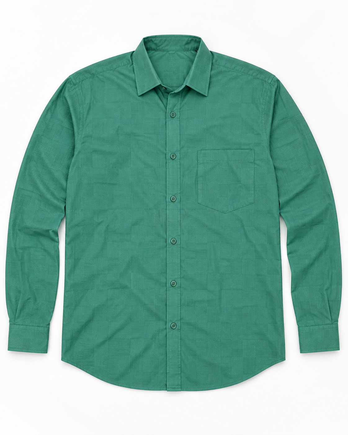 Jade Green Textured Cotton Full Sleeve Slim Fit Shirt