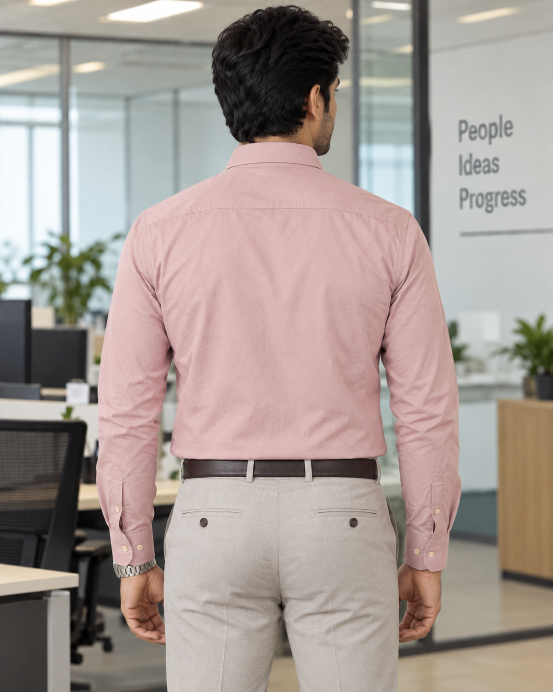 Dusty Rose Pink Solid Cotton Full Sleeve Slim Fit Shirt
