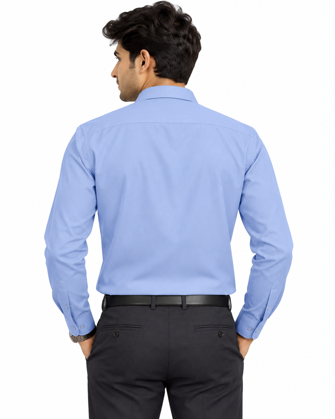 Powder Blue Solid Cotton Full Sleeve Regular Fit Shirt