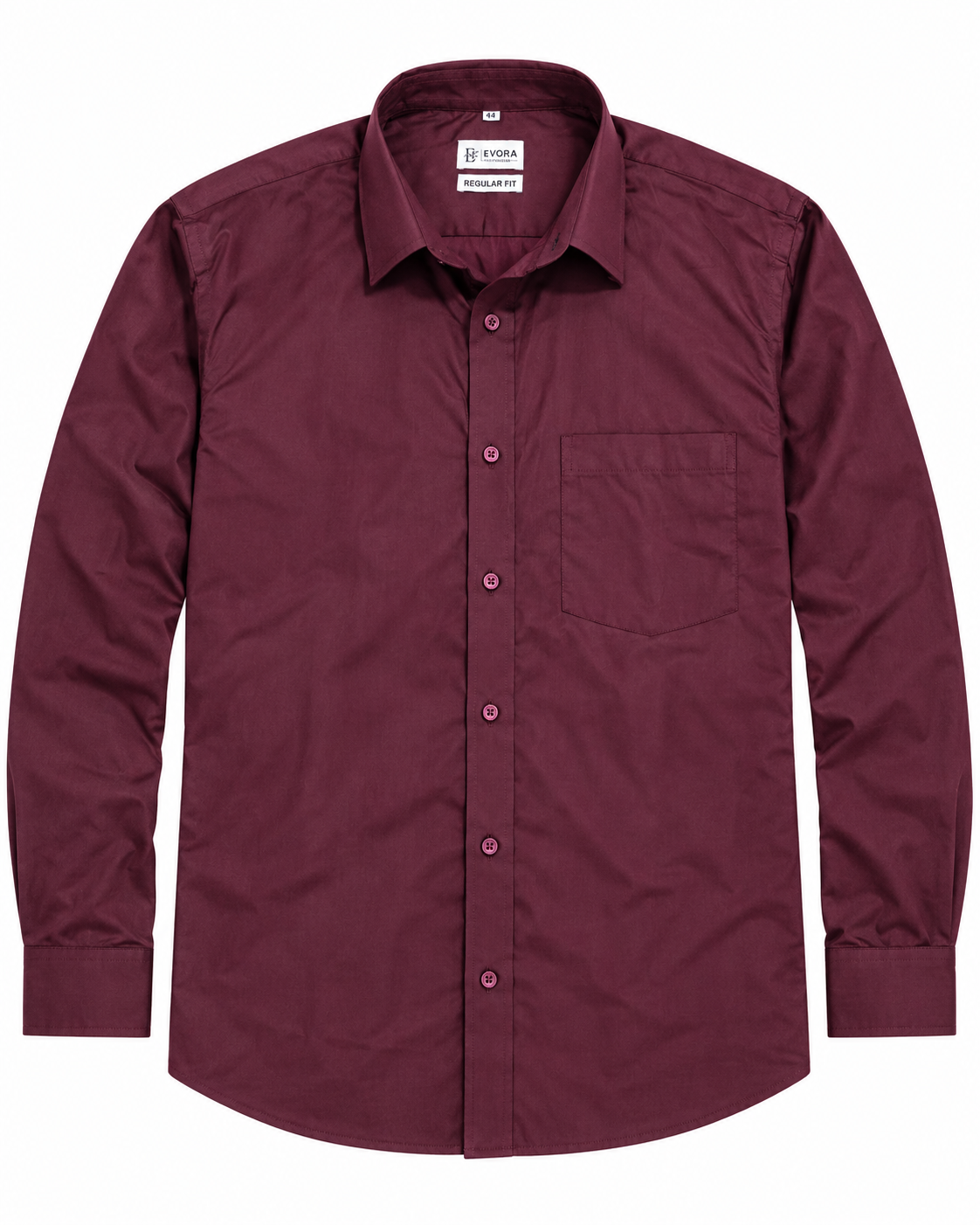 Deep Burgundy Red Solid Cotton Full Sleeve Regular Fit Shirt