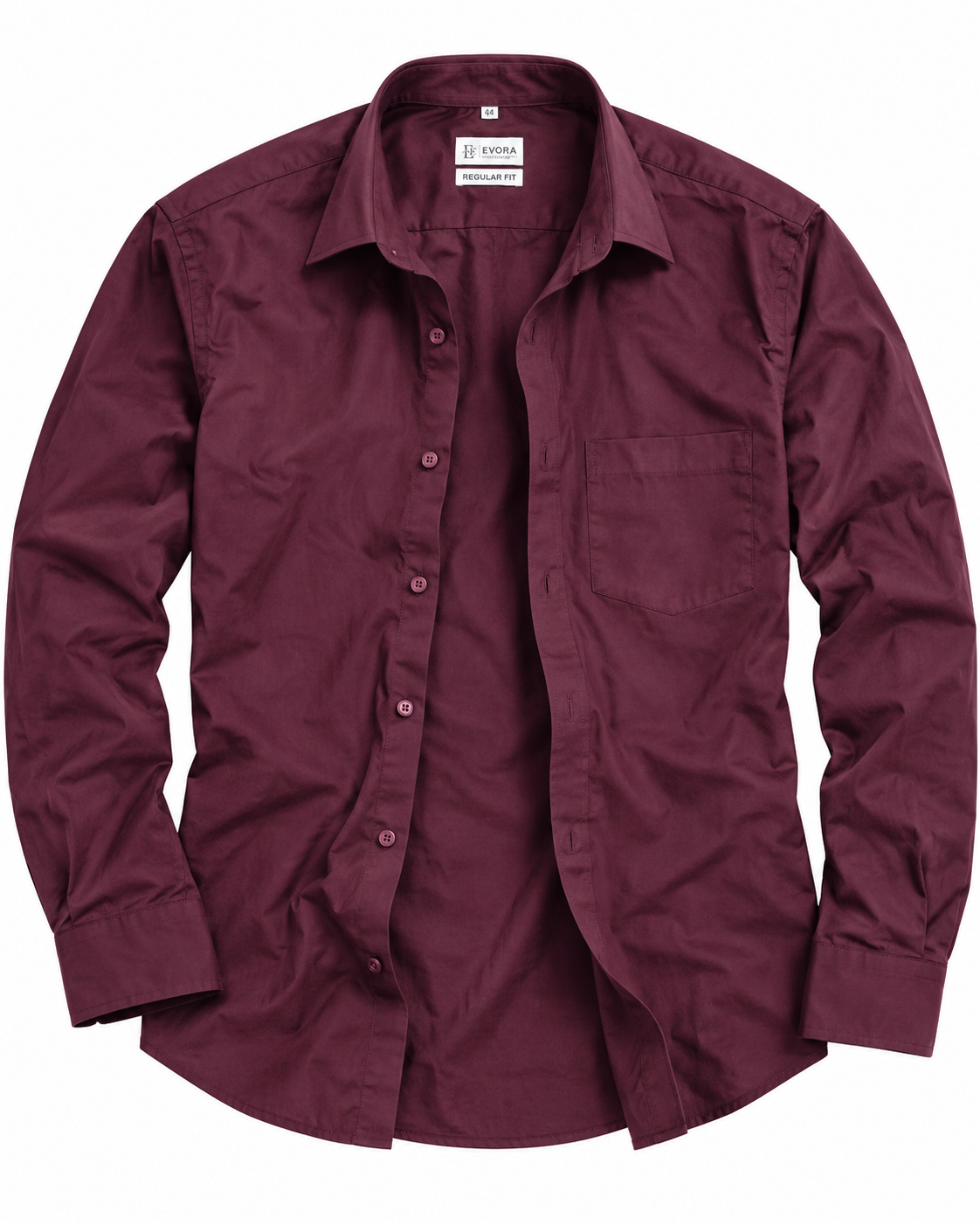 Deep Burgundy Red Solid Cotton Full Sleeve Regular Fit Shirt