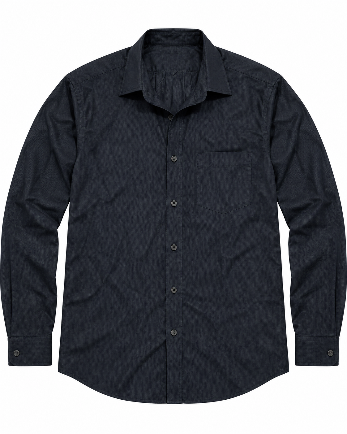Midnight Navy Solid Cotton Full Sleeve Regular Fit Shirt