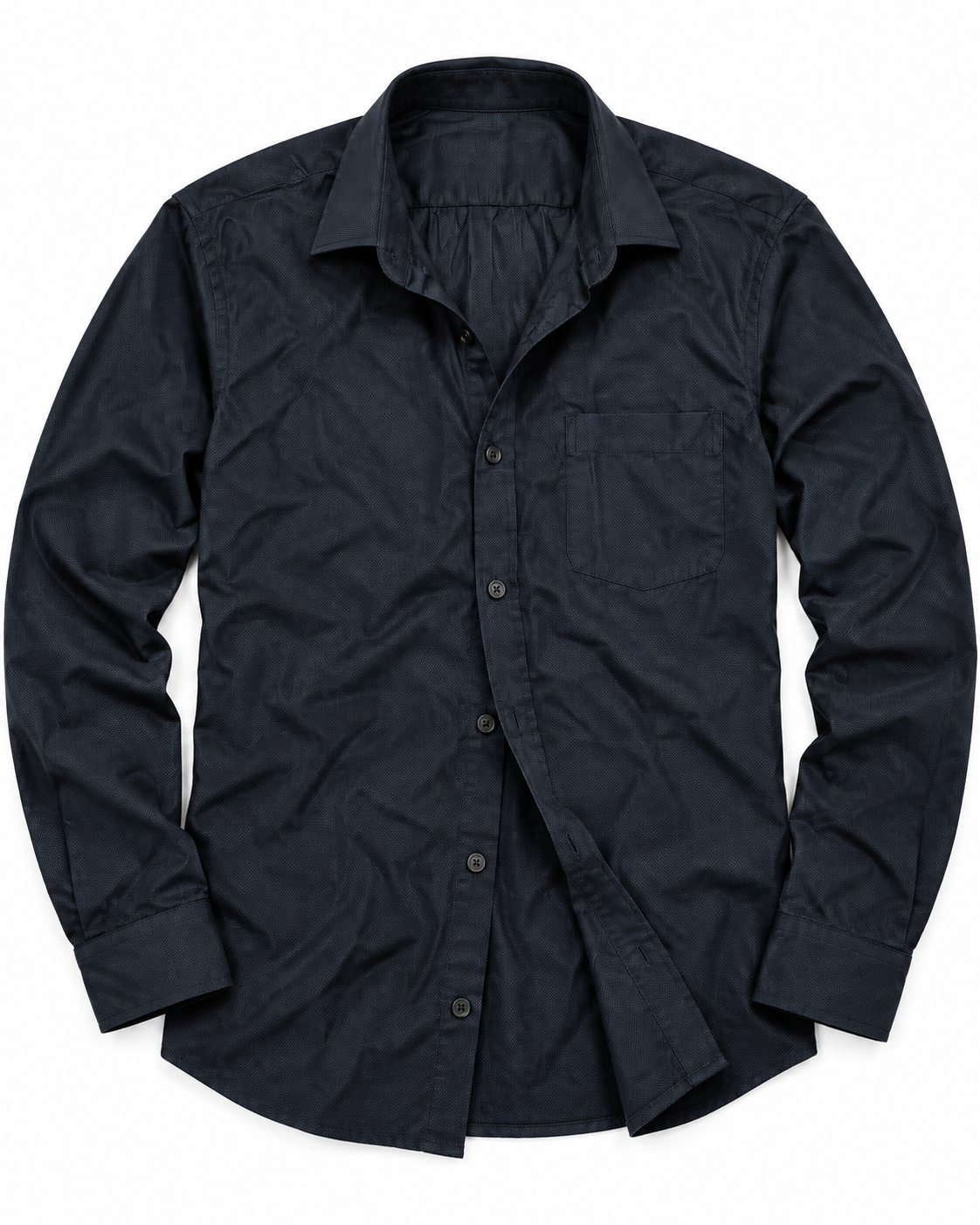 Midnight Navy Solid Cotton Full Sleeve Regular Fit Shirt