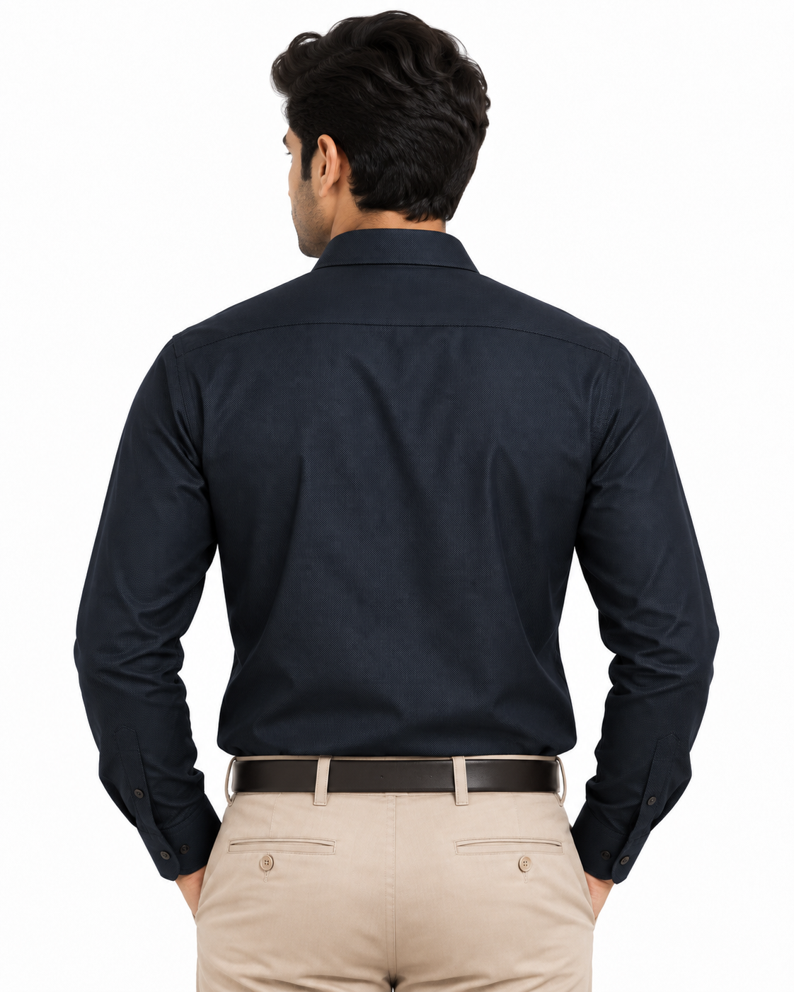 Midnight Navy Solid Cotton Full Sleeve Regular Fit Shirt