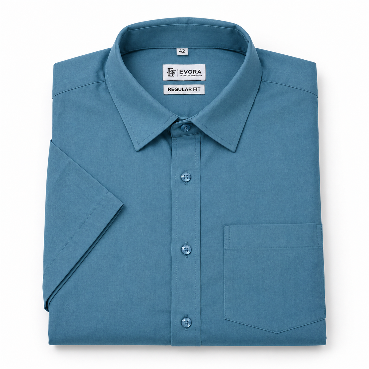 Dusty Sky Blue Solid Cotton Half Sleeve Shirt