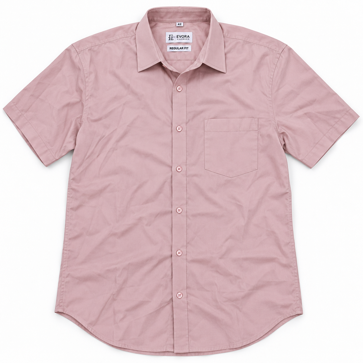 Dusty Rose Pink Solid Cotton Half Sleeve Shirt