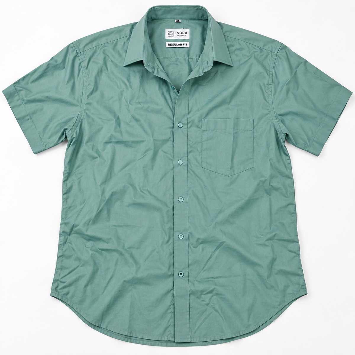 Sage Green Solid Cotton Half Sleeve Shirt