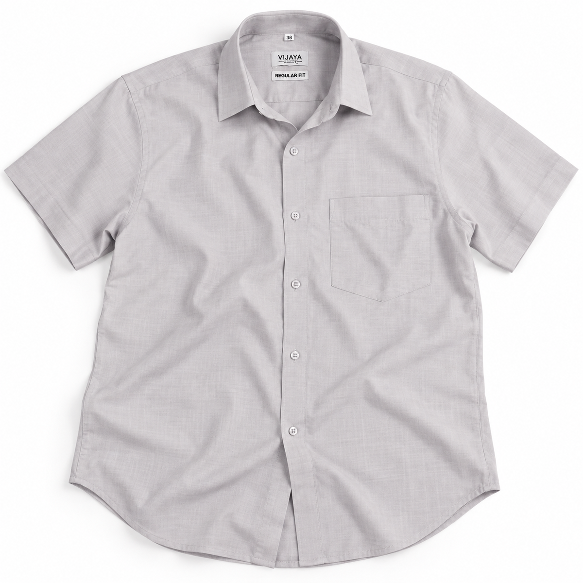 Light Silver Gray Solid Cotton Half Sleeve Shirt