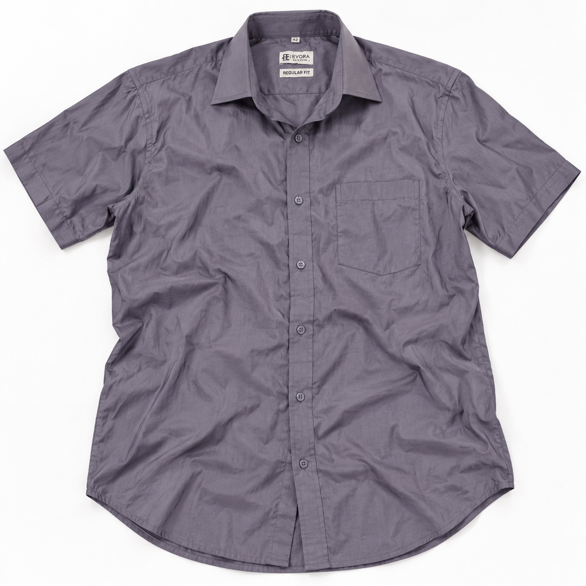 Slate Mauve Solid Cotton Half Sleeve Shirt