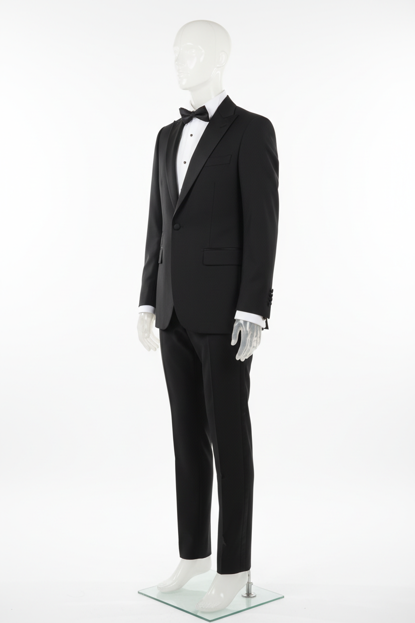 Black Slim Fit Tuxedo Suit - Side View