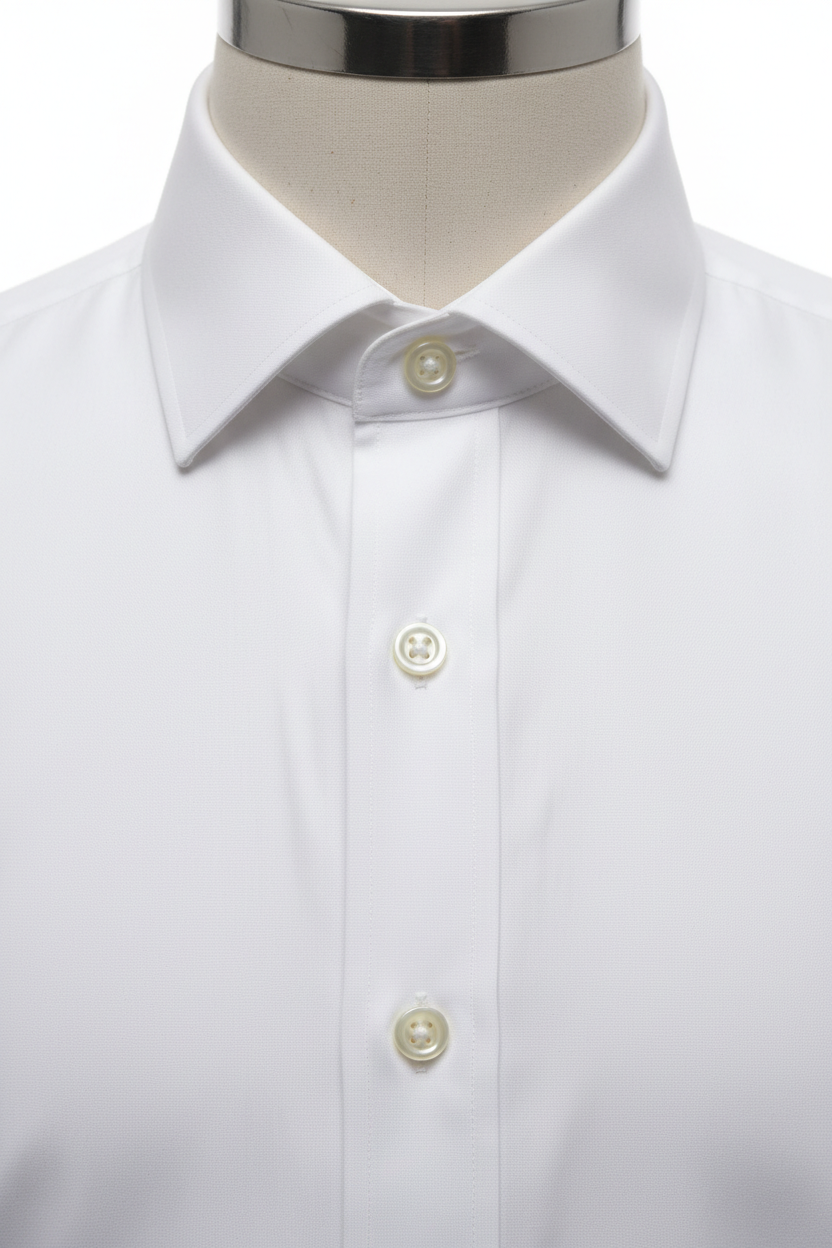 White Classic Dress Shirt - Collar Detail