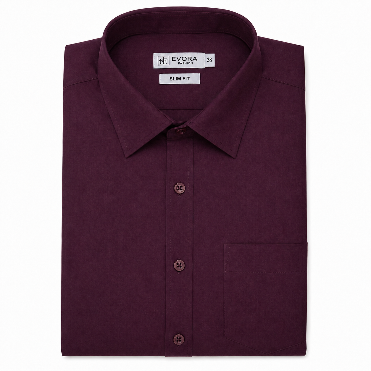 Evora Wine Burgundy Solid Cotton Half Sleeve Shirt
