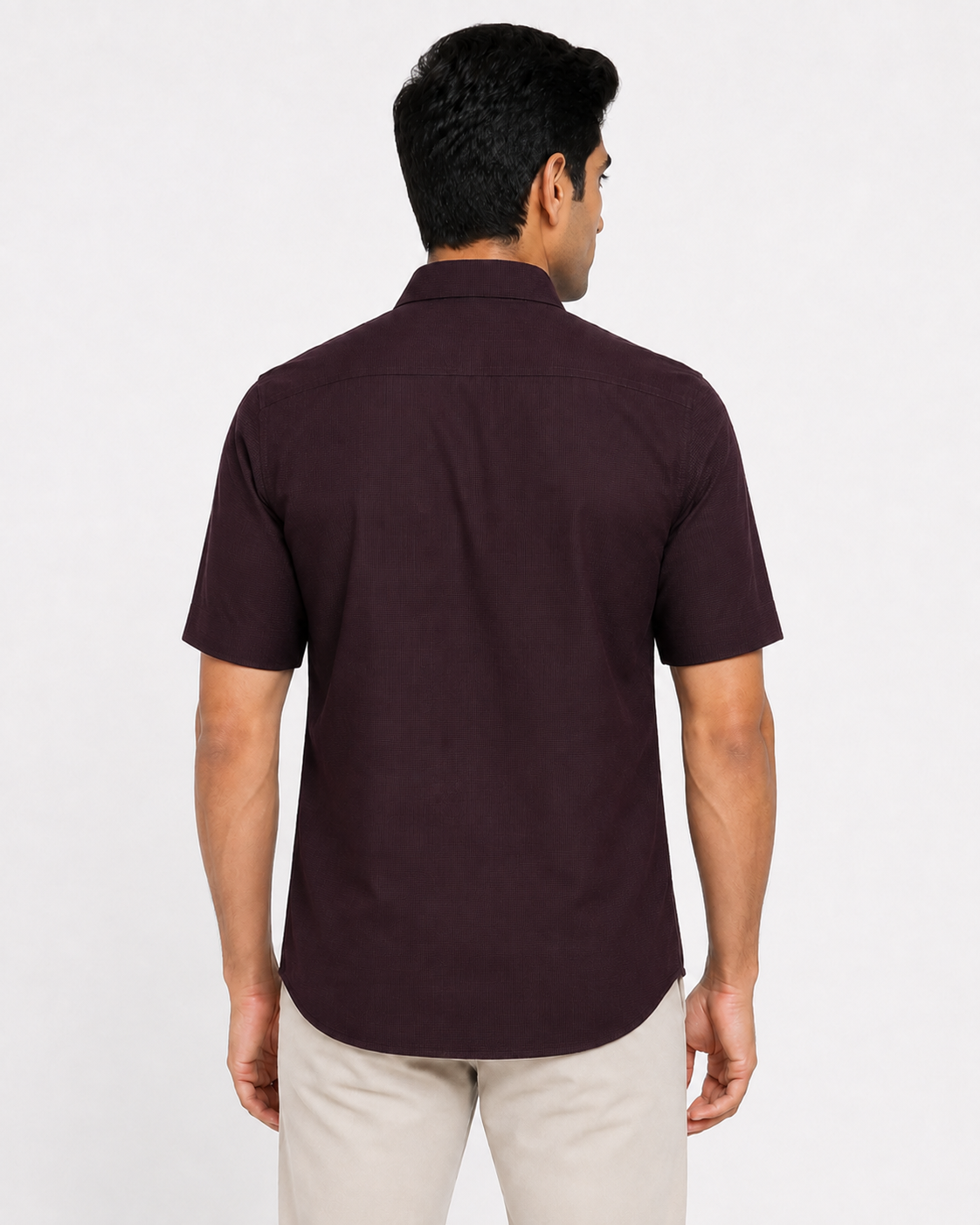 Evora Deep Wine Slim Fit Cotton Half Sleeve Shirt