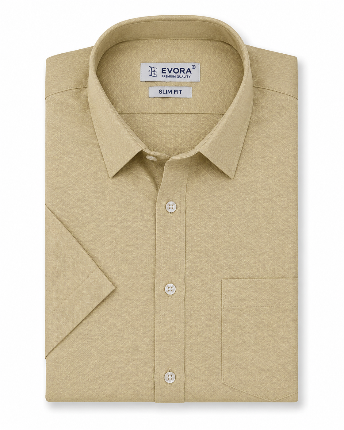 Evora Men's Golden Beige Half Sleeve Cotton Shirt