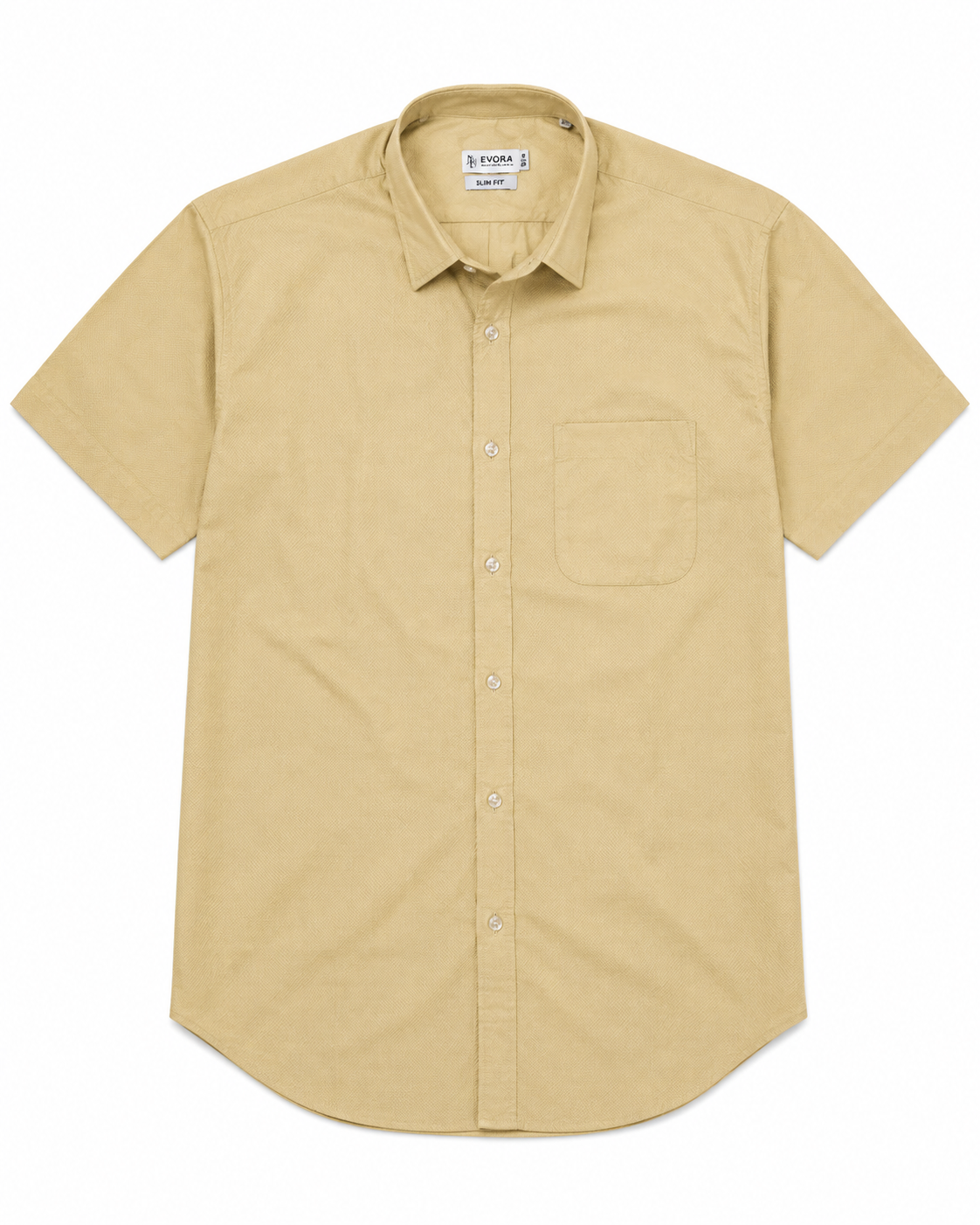 Evora Men's Golden Beige Half Sleeve Cotton Shirt