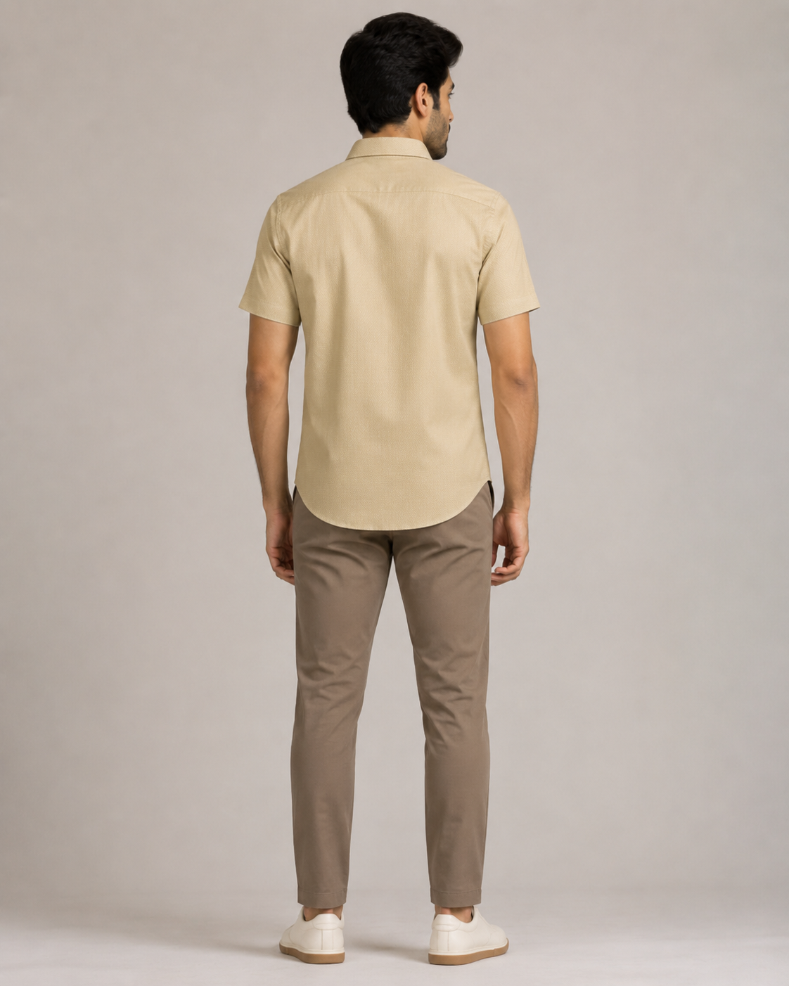 Evora Men's Golden Beige Half Sleeve Cotton Shirt
