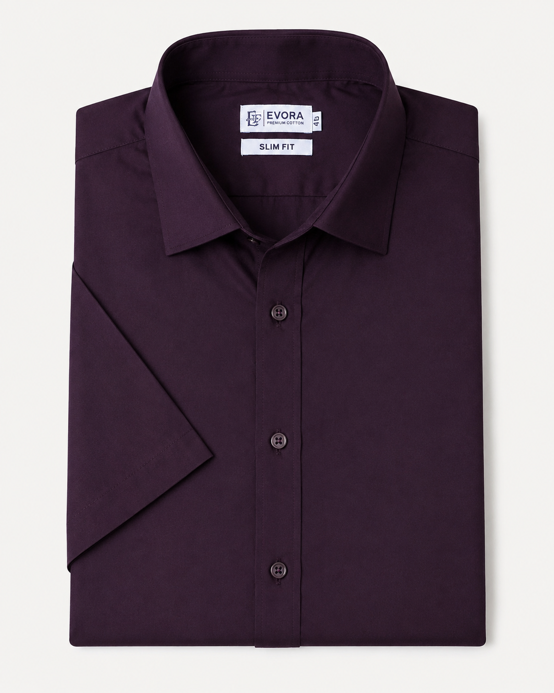 Evora Men's Deep Aubergine Half Sleeve Cotton Shirt