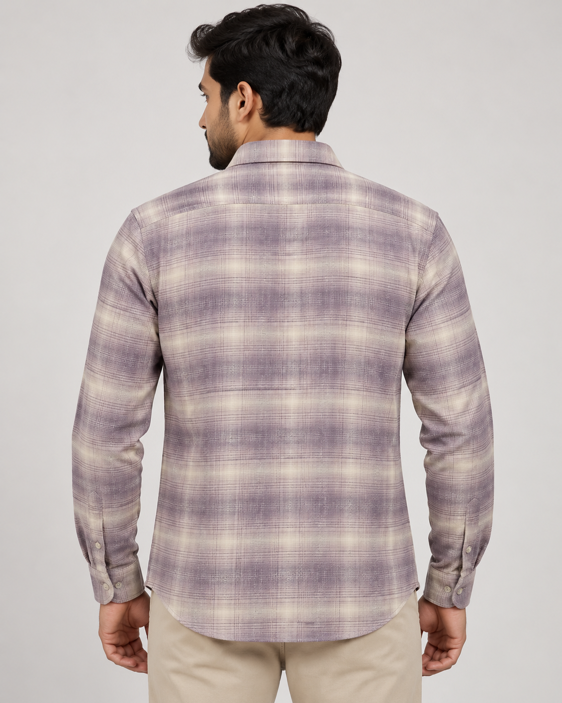 Dusty Mauve Purple Plaid Check Cotton Full Sleeve Regular Fit Shirt